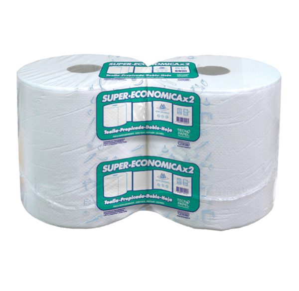 AK180202 -TOALLA PAPEL SUPER ECON. DOBLE HOJA 100 MTS PACK 2 PREPICADA